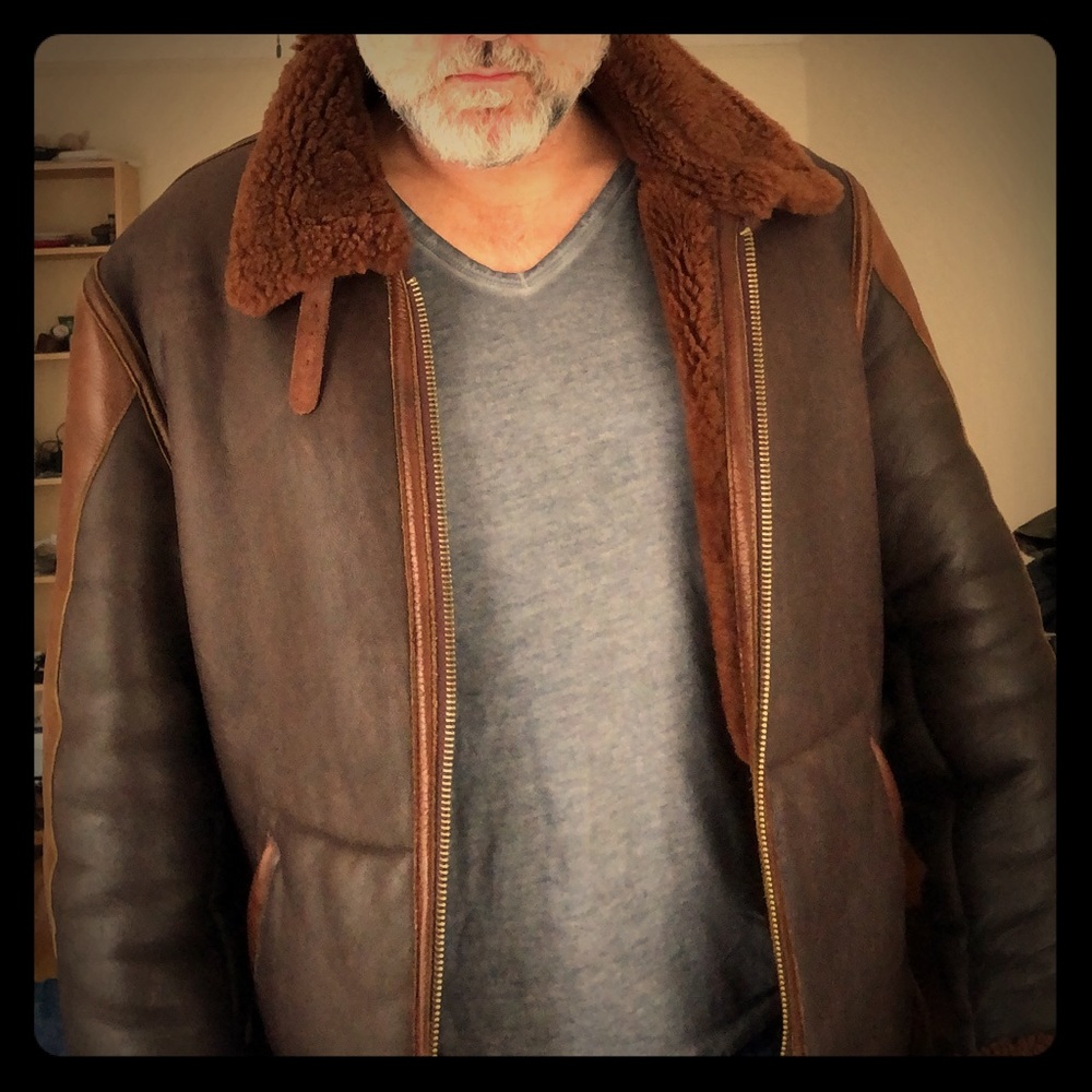 Classic Sheepskin lined Leather Flying Jacket.